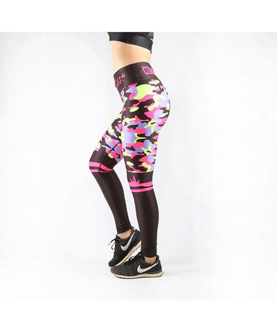 Combat Dollies Mixed Neon Camo Half Fitness Leggings