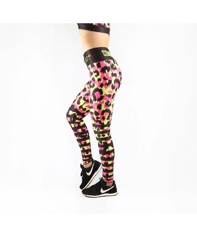 Combat Dollies Neon Leopard Stripe Fitness Leggings