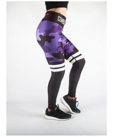 Combat Dollies Purple Camo Stripe Fitness Leggings