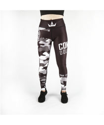 Combat Dollies Fitness Leggings Grey Camo - GymWear UK