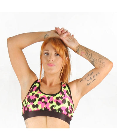 Combat Dollies Neon Leopard Sports Bra